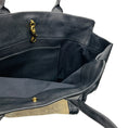 Load image into Gallery viewer, Chloe Beige / Black Fabric and Leather Double Top Handle Tote Bag