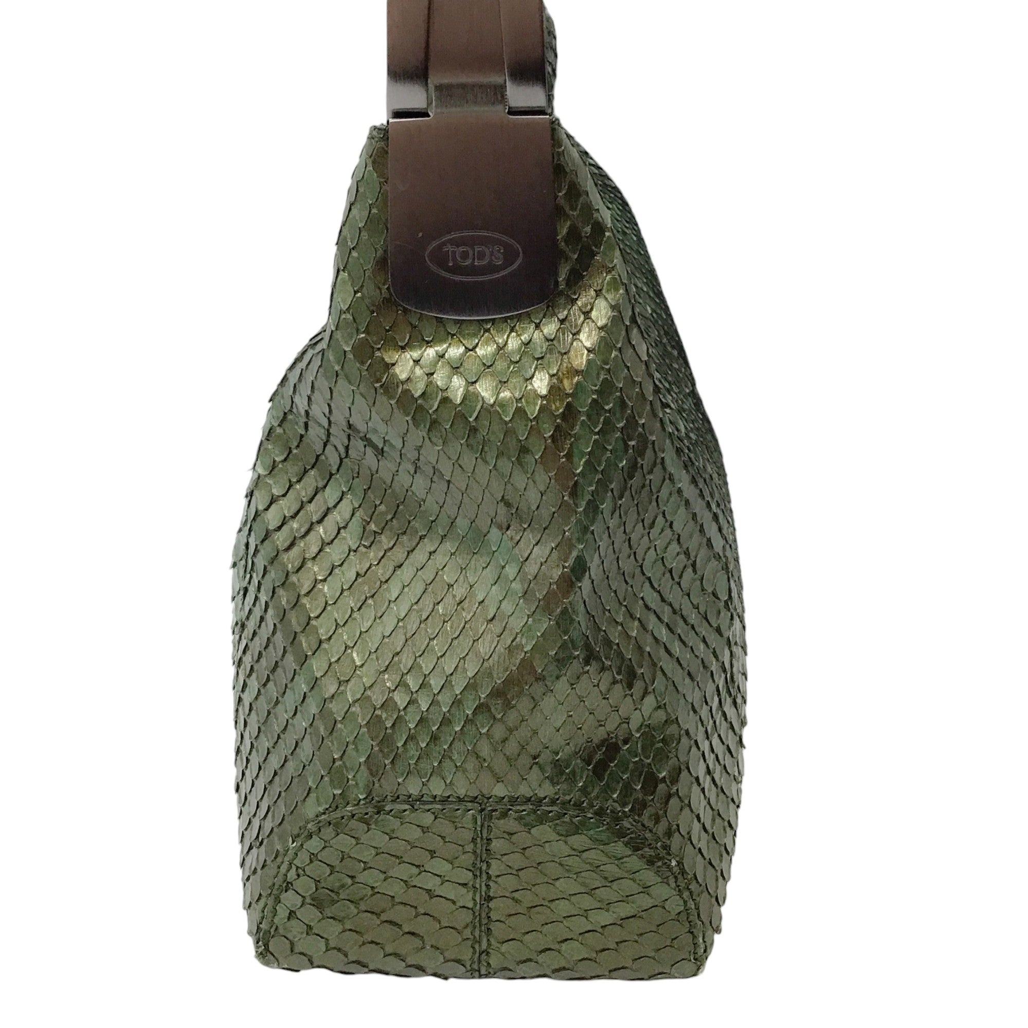 Tod's Dark Green Python Hobo Shoulder Bag