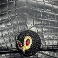 Load image into Gallery viewer, Judith Leiber Vintage Black Embossed Leather Mini Evening Bag with Crystal Bird Embellishment