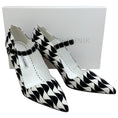 Load image into Gallery viewer, Manolo Blahnik Black / White Canvas Tarazona Pumps