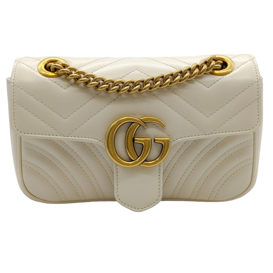 Gucci Cream Leather GG Marmont Shoulder Bag