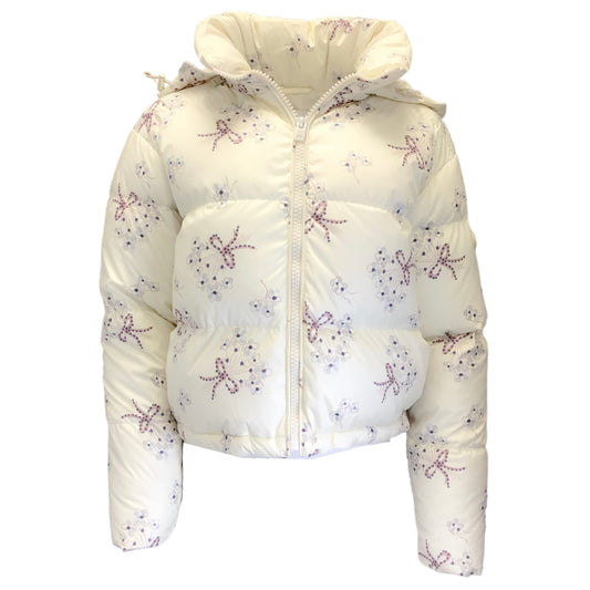 Coach Cream Multi Floral Print Short Puffer Jacket