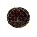 Load image into Gallery viewer, Chanel 2010 Red / Brushed Gold CC Logo Circular Enamel Locket Ring