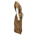 Load image into Gallery viewer, Dries Van Noten Orange / Tan / Black Multi Leopard Print Silk Wrap Midi Dress