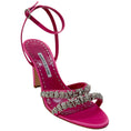 Load image into Gallery viewer, Manolo Blahnik Bright Pink Satin Crystal Embellished Vedada Sandals