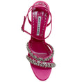 Load image into Gallery viewer, Manolo Blahnik Bright Pink Satin Crystal Embellished Vedada Sandals