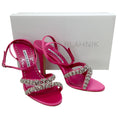 Load image into Gallery viewer, Manolo Blahnik Bright Pink Satin Crystal Embellished Vedada Sandals