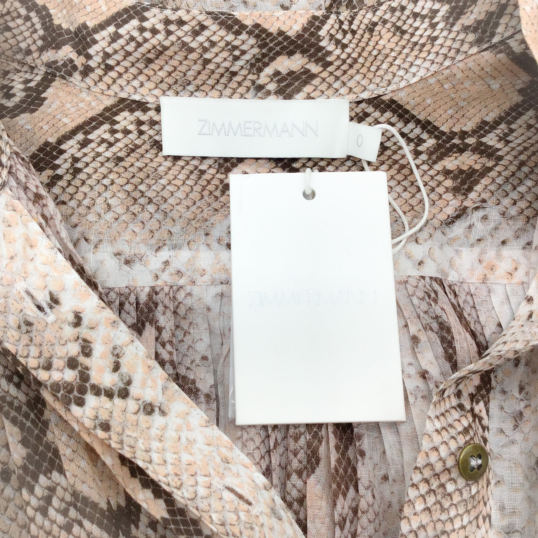 Zimmermann Pink Snake Print Tie Waist Dress