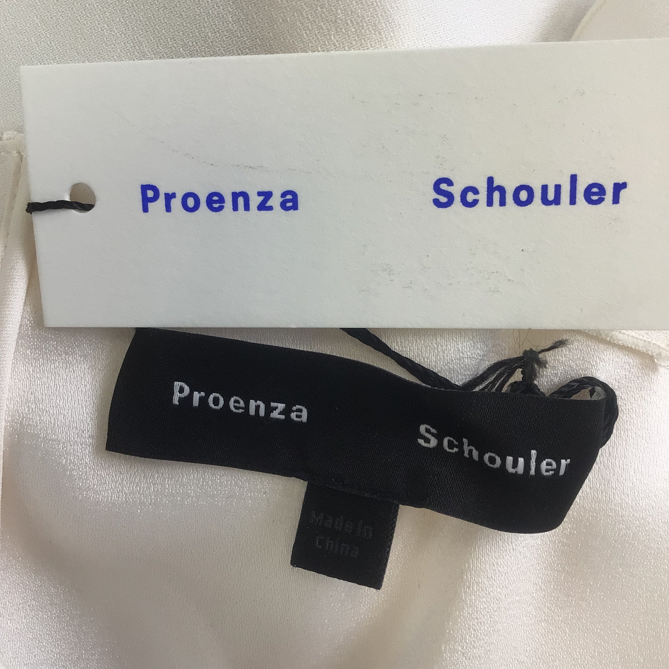 Proenza Schouler Chalk Satin Back Crepe Long Sleeved Off Shoulder Top