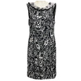 Load image into Gallery viewer, Oscar de la Renta Black / White Floral Patterned Textured Cowl Neck Midi Dress