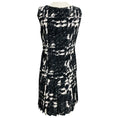 Load image into Gallery viewer, Oscar de la Renta Black / White Pleated Hem Sleeveless Silk Sheath Dress