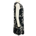 Load image into Gallery viewer, Oscar de la Renta Black / White Pleated Hem Sleeveless Silk Sheath Dress