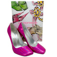 Load image into Gallery viewer, Bruno Frisoni Hot Pink Holographic Leather Pumpette Pumps