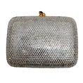 Load image into Gallery viewer, Judith Leiber Small Silver Crystal Embellished Minaudière Clutch