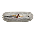 Load image into Gallery viewer, Judith Leiber Small Silver Crystal Embellished Minaudière Clutch