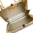 Load image into Gallery viewer, Judith Leiber Small Silver Crystal Embellished Minaudière Clutch