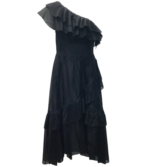Ulla Johnson Black Ruffle One Shoulder Midi Dress
