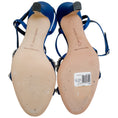 Load image into Gallery viewer, Manolo Blahnik Blue Satin Crystal Embellished Vedada Sandalsh