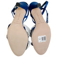 Load image into Gallery viewer, Manolo Blahnik Blue Satin Crystal Embellished Vedada Sandalsh