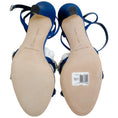 Load image into Gallery viewer, Manolo Blahnik Blue Satin Crystal Embellished Vedada Sandalsh