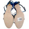 Load image into Gallery viewer, Manolo Blahnik Blue Satin Crystal Embellished Vedada Sandalsh