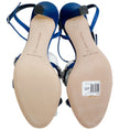 Load image into Gallery viewer, Manolo Blahnik Blue Satin Crystal Embellished Vedada Sandalsh