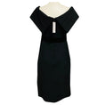 Load image into Gallery viewer, Oscar de la Renta Black Structured Wool Crepe Cocktail Dress with Velvet Ties