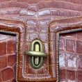 Load image into Gallery viewer, Hermes Vintage Light Brown Alligator Skin Leather 24 Faubourg Saint Honore Handbag