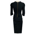 Load image into Gallery viewer, Nina Ricci Black Puckered Cotton Pique Midi Dress with Silk Collar