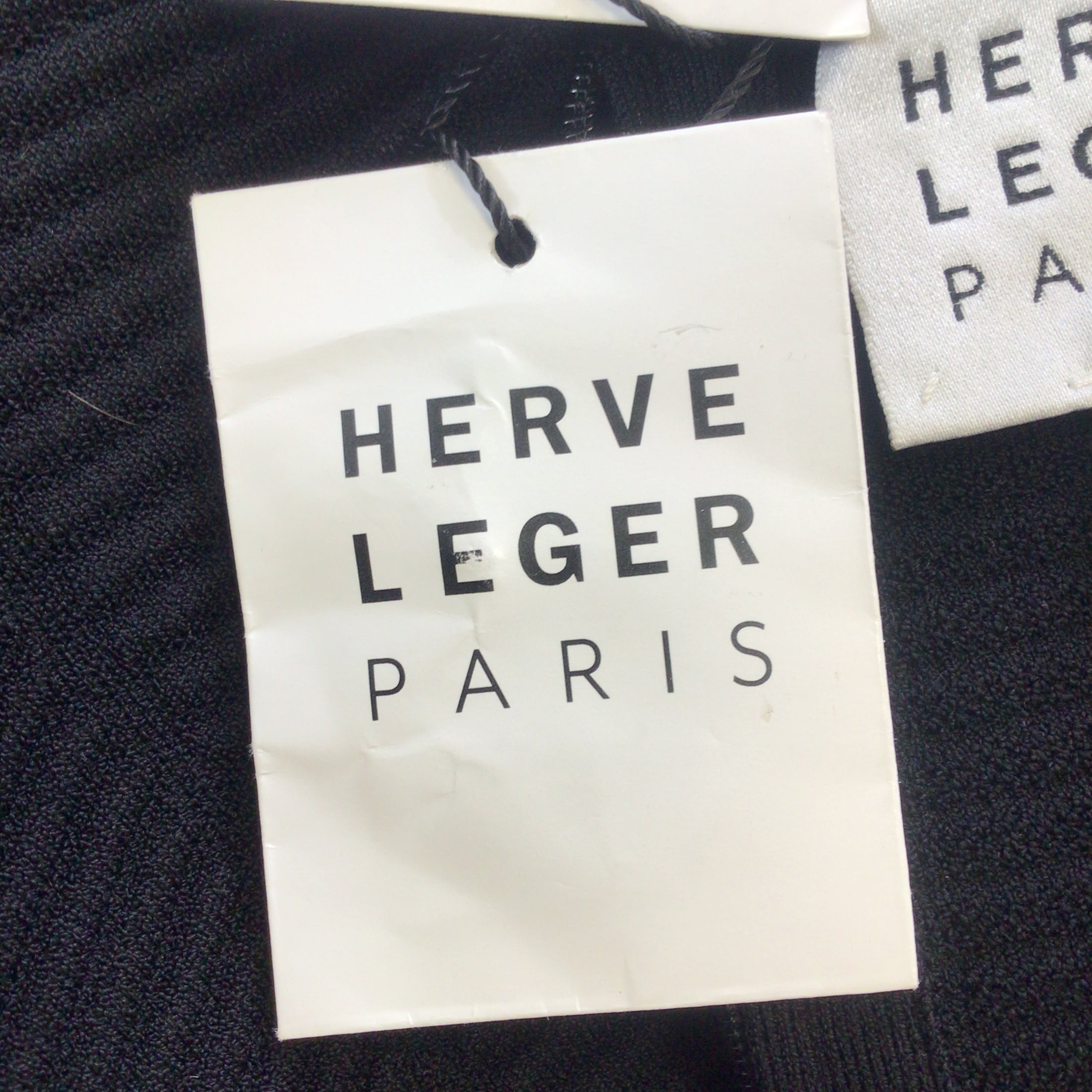 Herve Leger Black Crewneck Crystal Cutout Mini Dress