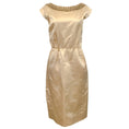 Load image into Gallery viewer, Lillie Rubin Champagne Silk Vintage Dress with Beaded Neckline