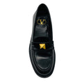 Load image into Gallery viewer, Valentino Black / Gold Roman Stud Leather Loafers