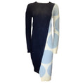 Load image into Gallery viewer, Stella McCartney Navy Blue / White / Light Blue Long Sleeved Wool Knit Midi Dress
