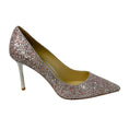 Load image into Gallery viewer, Jimmy Choo Light Pink / Silver Metallic Coarse Glitter Fabric Pointy Toe Romy 85 Pumps