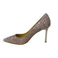 Load image into Gallery viewer, Jimmy Choo Light Pink / Silver Metallic Coarse Glitter Fabric Pointy Toe Romy 85 Pumps