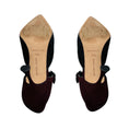 Load image into Gallery viewer, Manolo Blahnik Burgundy / Black Suede Ankle Strap Pumps