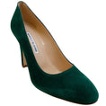 Load image into Gallery viewer, Manolo Blahnik Dark Green Suede Verin 105 Pumps