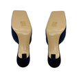 Load image into Gallery viewer, Wandler Navy Blue Crystal Embellished Satin Mules