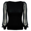 Load image into Gallery viewer, Valentino Black Viscose Knit Sweater with Sheer Silk Chiffon Sleeves