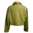 Load image into Gallery viewer, 3.1 Phillip Lim Olive Green Cropped Zip Front Jacket with Silver Studs and Brown Leather Collar