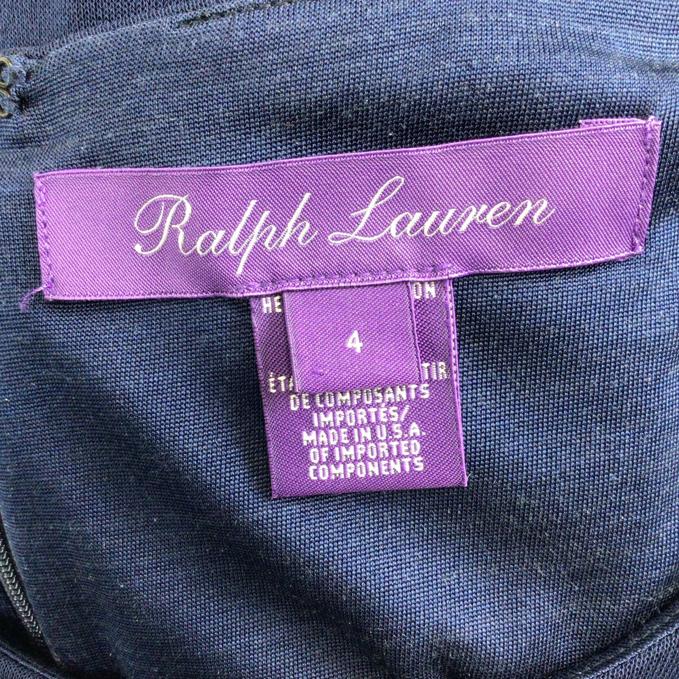 Ralph Lauren Collection Navy Blue Short Sleeved Jersey Midi Dress