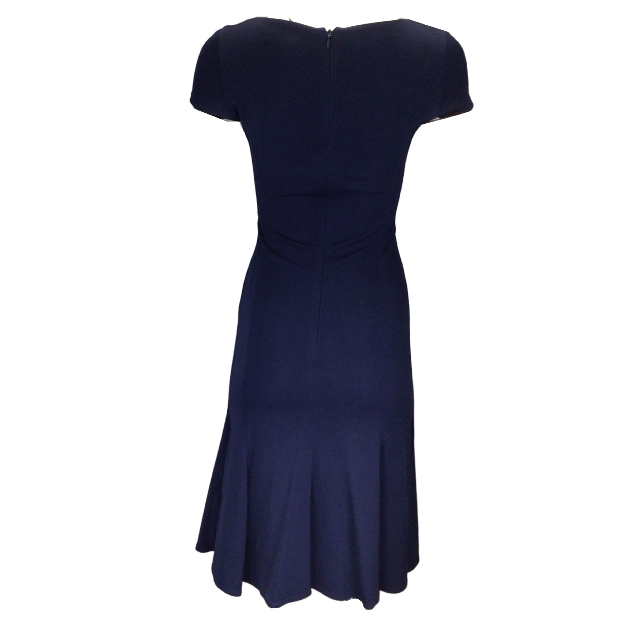 Ralph Lauren Collection Navy Blue Short Sleeved Jersey Midi Dress