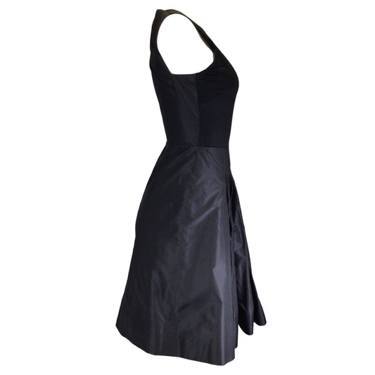 Akris Black / Beige Mesh Tulle Detail Silk and Jersey Dress