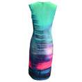 Load image into Gallery viewer, Dries van Noten Turquoise / Pink Multi Delavina Blurred Print Sleeveless Crepe Sheath Dress
