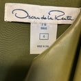 Load image into Gallery viewer, Oscar de la Renta Olive Green Ruffled Short Sleeved Leather Midi Dress