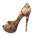 Load image into Gallery viewer, Christian Louboutin Cream / Pink Multi Python Paint Splatter Lady Peep 150 Pumps