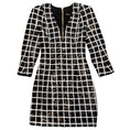 Load image into Gallery viewer, Balmain Black / White Sequined Geometric Grid Print Mini Dress
