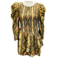 Load image into Gallery viewer, LoveShackFancy Gold Metallic Midnight Ruby Smocked Mini Greenwich Dress