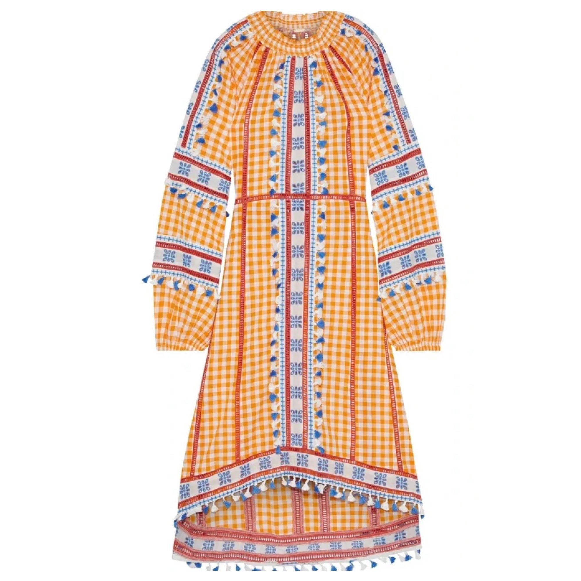 white christmas dresses Dodo Bar Or Mustard Yellow Embroidered Gingham Print Alexa Dress –  Roundabout Resale Couture
