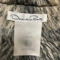 Load image into Gallery viewer, Oscar de la Renta Ivory / Black Printed Silk Puffer Coat with Fox Fur Trim
